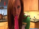 Brooke Strips In The Kitchen