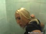 Blonde girl in bathroom 